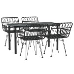 vidaXL Set mobilier de grădină, 5 piese, negru, poliratan