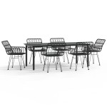 vidaXL Set mobilier de grădină, 7 piese, negru, poliratan