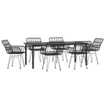 vidaXL Set mobilier de grădină, 7 piese, negru, poliratan