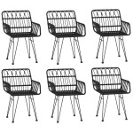 vidaXL Set mobilier de grădină, 7 piese, negru, poliratan