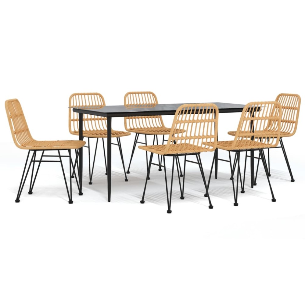 vidaXL Set mobilier de grădină, 7 piese, poliratan