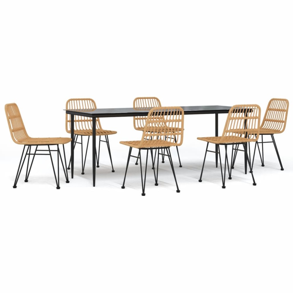 vidaXL Set mobilier de grădină, 7 piese, poliratan