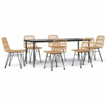 vidaXL Set mobilier de grădină, 7 piese, poliratan