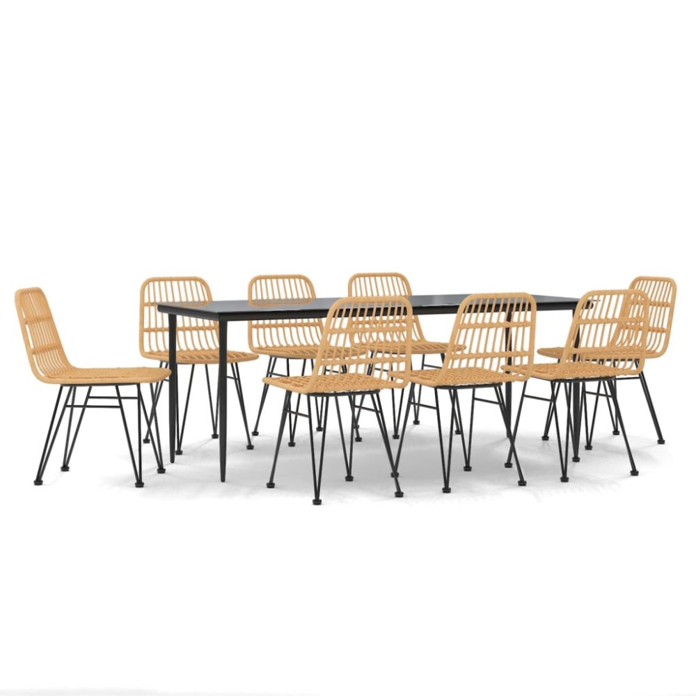 vidaXL Set mobilier de grădină, 9 piese, poliratan