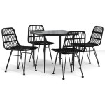 vidaXL Set mobilier de grădină, 5 piese, negru, poliratan