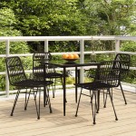 vidaXL Set mobilier de grădină, 5 piese, negru, poliratan
