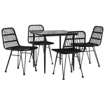 vidaXL Set mobilier de grădină, 5 piese, negru, poliratan