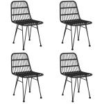 vidaXL Set mobilier de grădină, 5 piese, negru, poliratan