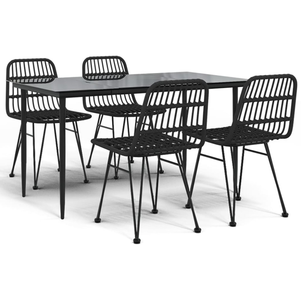 vidaXL Set mobilier de grădină, 5 piese, negru, poliratan