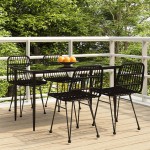 vidaXL Set mobilier de grădină, 5 piese, negru, poliratan