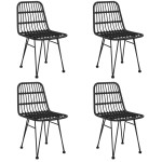vidaXL Set mobilier de grădină, 5 piese, negru, poliratan