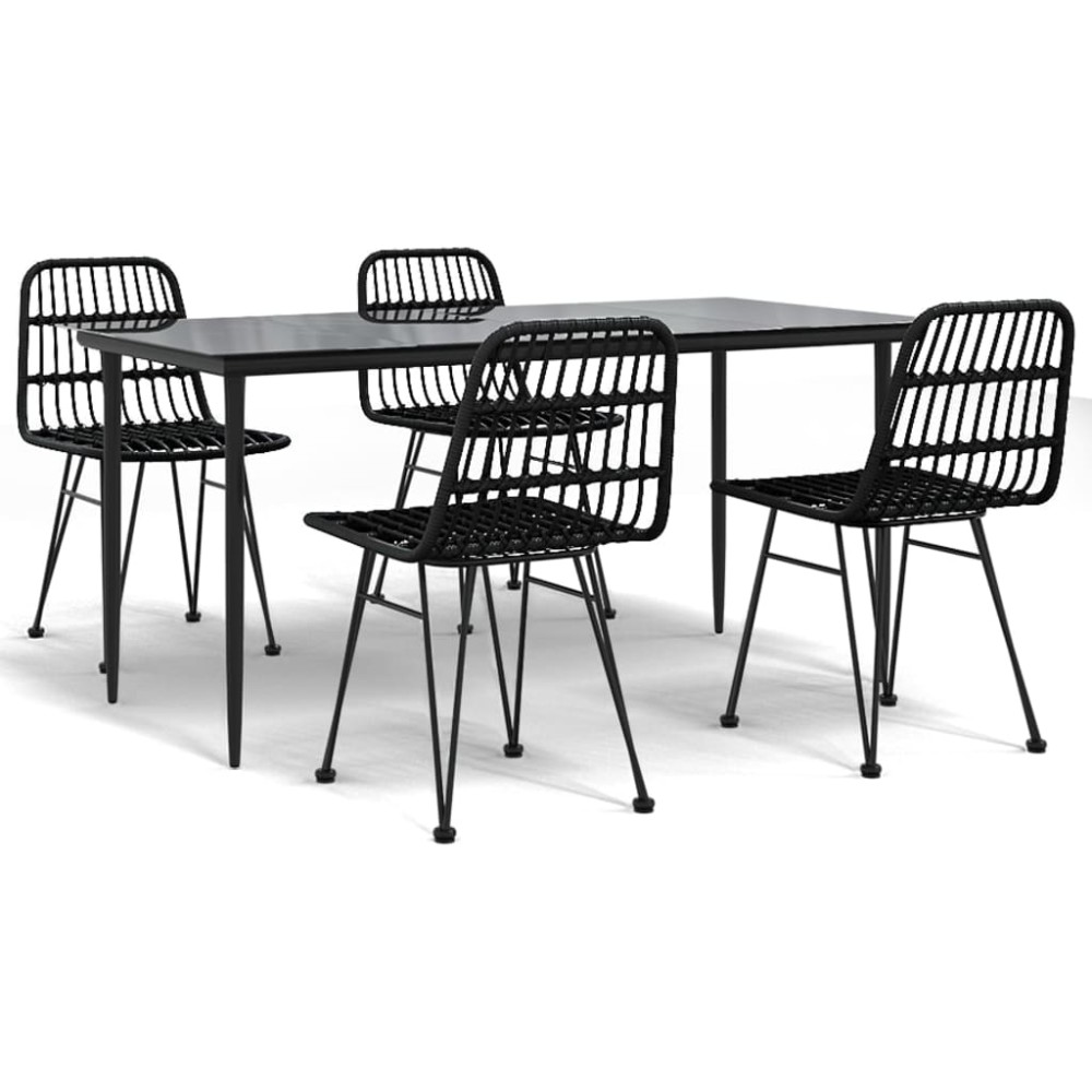 vidaXL Set mobilier de grădină, 5 piese, negru, poliratan