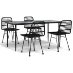 vidaXL Set mobilier de grădină, 5 piese, negru, poliratan vidaXL Set mobilier de grădină, 5 piese, negru, poliratan