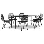 vidaXL Set mobilier de grădină, 7 piese, negru, poliratan