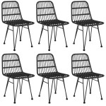 vidaXL Set mobilier de grădină, 7 piese, negru, poliratan