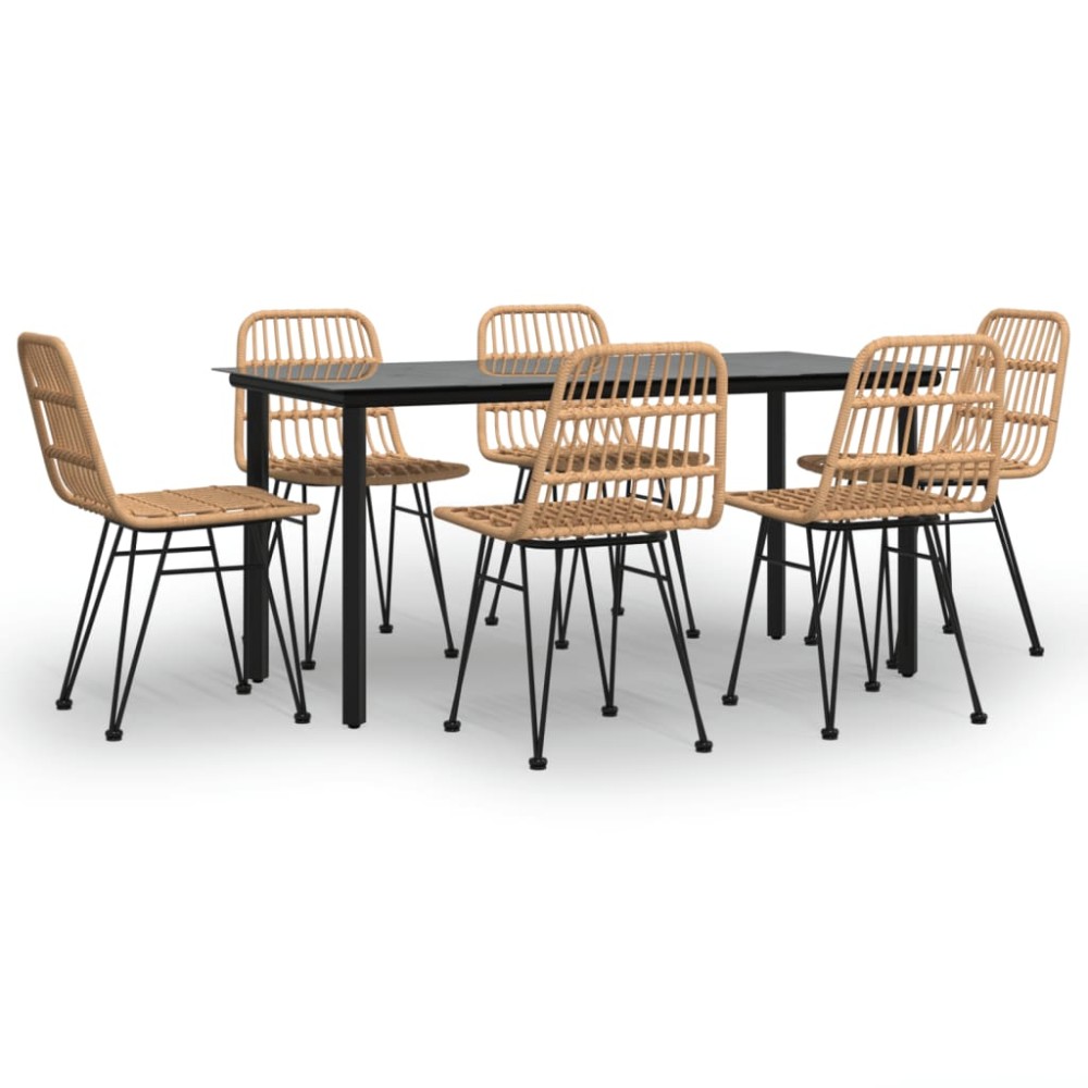 vidaXL Set mobilier de grădină, 7 piese, poliratan
