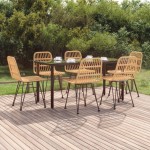 vidaXL Set mobilier de grădină, 7 piese, poliratan