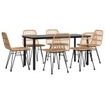 vidaXL Set mobilier de grădină, 7 piese, poliratan