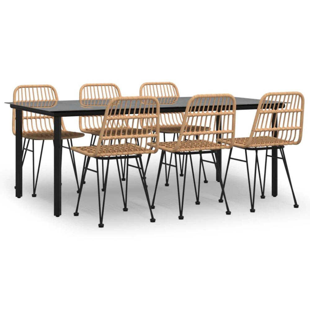 vidaXL Set mobilier de grădină, 7 piese, poliratan