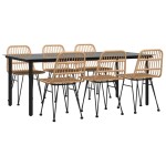 vidaXL Set mobilier de grădină, 7 piese, poliratan