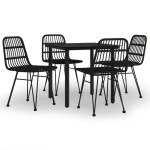 vidaXL Set mobilier de grădină, 5 piese, negru, poliratan vidaXL Set mobilier de grădină, 5 piese, negru, poliratan