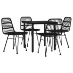vidaXL Set mobilier de grădină, 5 piese, negru, poliratan vidaXL Set mobilier de grădină, 5 piese, negru, poliratan
