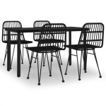 vidaXL Set mobilier de grădină, 5 piese, negru, poliratan