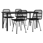 vidaXL Set mobilier de grădină, 5 piese, negru, poliratan