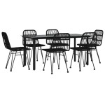 vidaXL Set mobilier de grădină, 7 piese, negru, poliratan