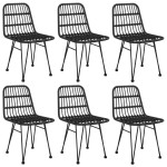 vidaXL Set mobilier de grădină, 7 piese, negru, poliratan