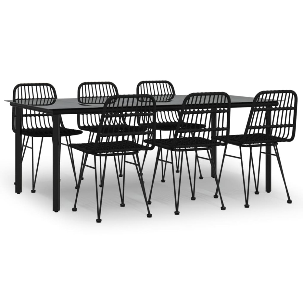 vidaXL Set mobilier de grădină, 7 piese, negru, poliratan