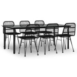 vidaXL Set mobilier de grădină, 7 piese, negru, poliratan