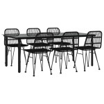 vidaXL Set mobilier de grădină, 7 piese, negru, poliratan