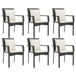 vidaXL Set mobilier de grădină cu perne, 7 piese, negru, poliratan vidaXL Set mobilier de grădină cu perne, 7 piese, negru, poliratan
