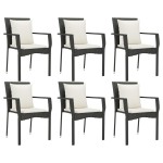 vidaXL Set mobilier de grădină cu perne, 7 piese, negru, poliratan vidaXL Set mobilier de grădină cu perne, 7 piese, negru, poliratan