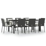 vidaXL Set mobilier de grădină cu perne, 9 piese, negru, poliratan vidaXL Set mobilier de grădină cu perne, 9 piese, negru, poliratan