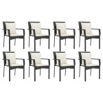 vidaXL Set mobilier de grădină cu perne, 9 piese, negru, poliratan vidaXL Set mobilier de grădină cu perne, 9 piese, negru, poliratan