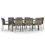 vidaXL Set mobilier grădină cu perne, 9 piese, gri, poliratan vidaXL Set mobilier grădină cu perne, 9 piese, gri, poliratan