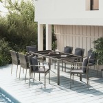 vidaXL Set mobilier grădină cu perne, 9 piese, gri, poliratan vidaXL Set mobilier grădină cu perne, 9 piese, gri, poliratan