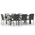 vidaXL Set mobilier de grădină cu perne, 9 piese, negru, poliratan vidaXL Set mobilier de grădină cu perne, 9 piese, negru, poliratan