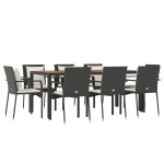 vidaXL Set mobilier de grădină cu perne, 9 piese, negru, poliratan vidaXL Set mobilier de grădină cu perne, 9 piese, negru, poliratan