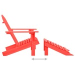 vidaXL Scaun de grădină Adirondack cu taburet, roșu, lemn masiv brad