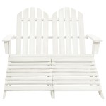 vidaXL Scaun grădină Adirondack cu 2 locuri & otoman alb, lemn de brad vidaXL Scaun grădină Adirondack cu 2 locuri & otoman alb, lemn de brad