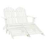 vidaXL Scaun grădină Adirondack cu 2 locuri & otoman alb, lemn de brad vidaXL Scaun grădină Adirondack cu 2 locuri & otoman alb, lemn de brad