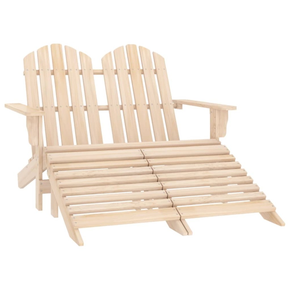 vidaXL Scaun de grădină Adirondack cu 2 locuri & otoman, lemn de brad