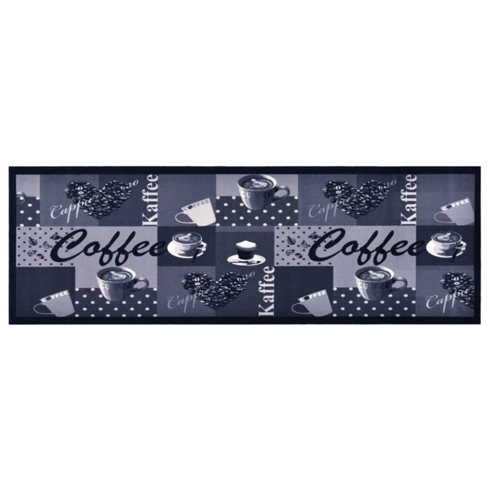 vidaXL Covoraș de bucătărie lavabil, albastru, model cafea, 60x180 cm