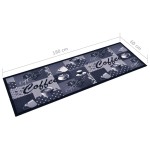 vidaXL Covoraș de bucătărie lavabil, albastru, model cafea, 60x180 cm