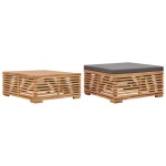 vidaXL Set masă grădină și taburet, pernă gri închis, lemn masiv tec vidaXL Set masă grădină și taburet, pernă gri închis, lemn masiv tec