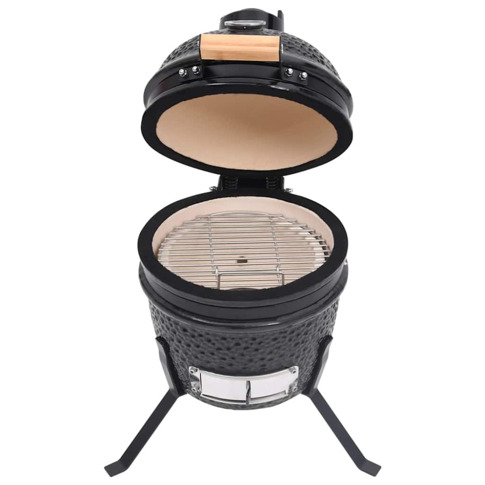 vidaXL Grătar cu afumătoare 2-în-1 Kamado, negru, 56 cm, ceramică