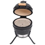 vidaXL Grătar cu afumătoare 2-în-1 Kamado, negru, 56 cm, ceramică
